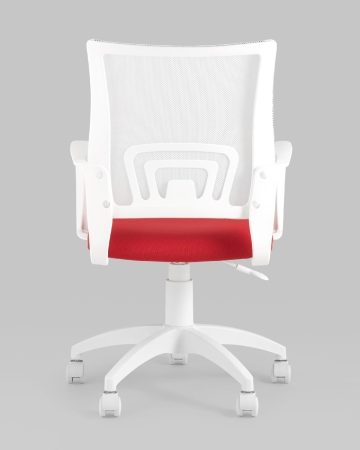Кресло офисное ST-BASIC-W TopChairs спинка белая сетка сиденье красная ткань крестовина белый пластик фото в интернет-магазине Stoolmarket