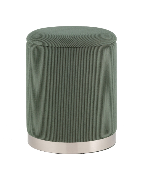 Пуф Эмили с ящиком серебро вельвет зеленый