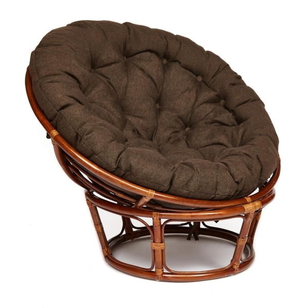 Кресло "PAPASAN" 23/01 W, с подушкой, орех, ткань коричневая 3М7-147