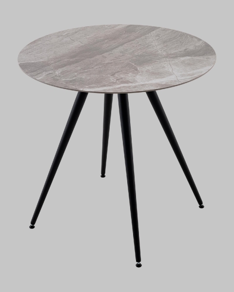 Стол Ники с круглой столешницей из керамики Italian light grey 800