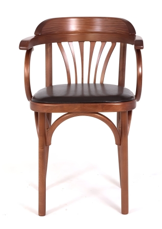 Деревянный стул Венский средний тон с мягким сиденьем из экокожи Деревянный стул Венский средний тон с мягким сиденьем из экокожи