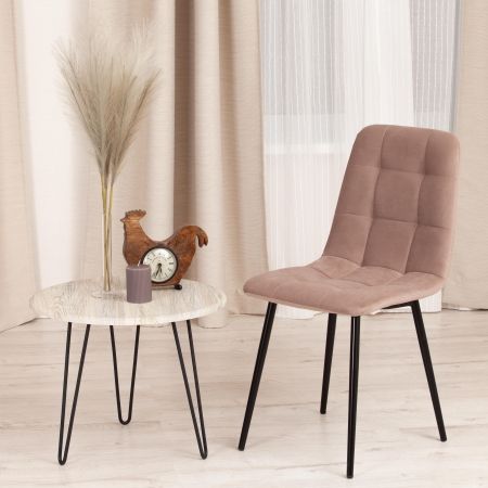 Стул CHILLY MAX велюр и металл, 45х59х88 см, серо-бежевый 08, черный