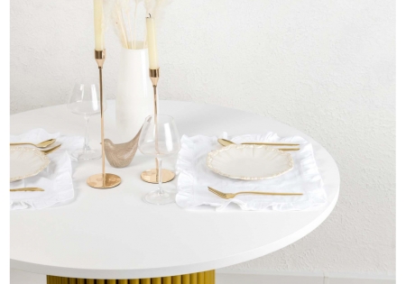 Стол деревянный Барел 90 белый, золото