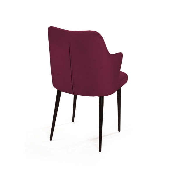 Стул с подлокотниками Hunt ромб, бархат красный new, черный конус