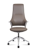 Кресло офисное Han кориневый и серый, натуральная кожа и металл, мягкое сиденье, с подлокотниками