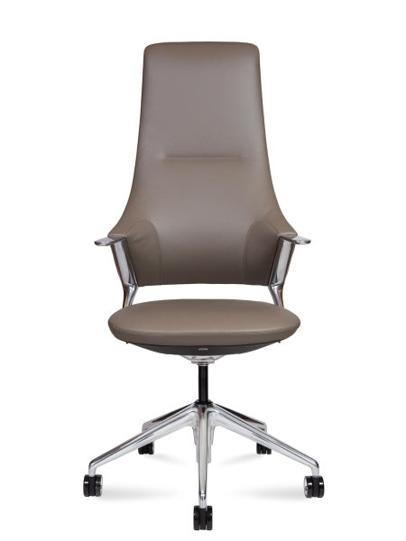 Кресло офисное Han кориневый;серый, натуральная кожа и металл, мягкое сиденье, с подлокотниками