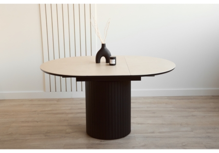 Керамический стол Лорен 100(140) okara light yellow, черный