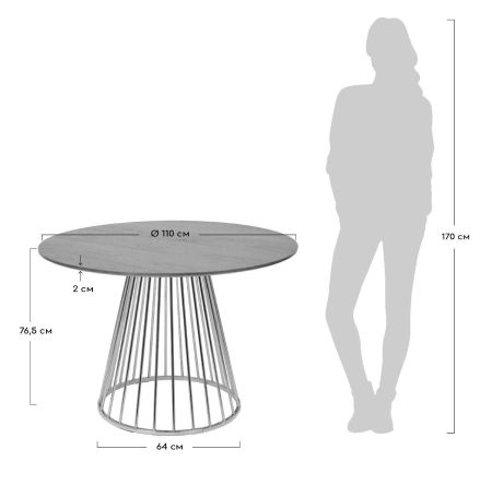 Стол Liverpool 110 см орех с хромированными ножками