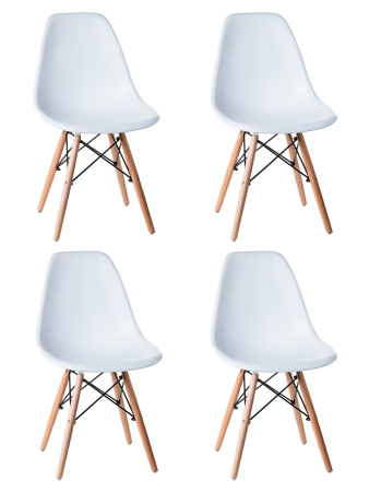 Набор 4 шт Стул обеденный DSW, ножки светлый бук белый (W-02)
