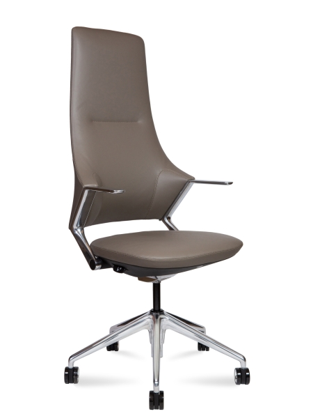 Кресло офисное Han кориневый;серый, натуральная кожа и металл, мягкое сиденье, с подлокотниками