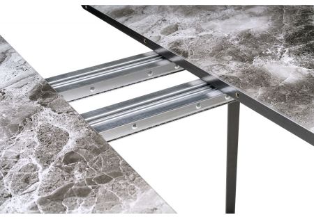 Стол Алингсос черная шагрень, мрамор серый