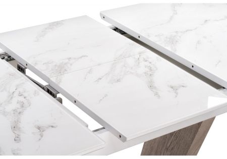 Стол Петир дуб с пилением, белая шагрень