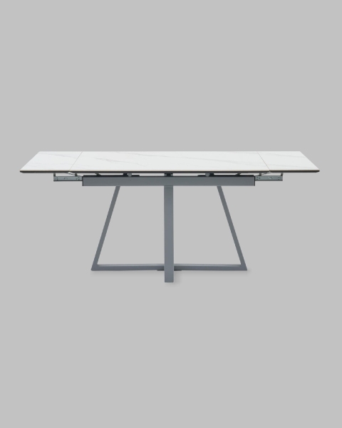 Стол Керас 120-180/80/75 столешница МДФ16/керамика Snow white подстолье металл серый Стол Керас 120-180/80/75 столешница МДФ16/керамика Snow white подстолье металл серый