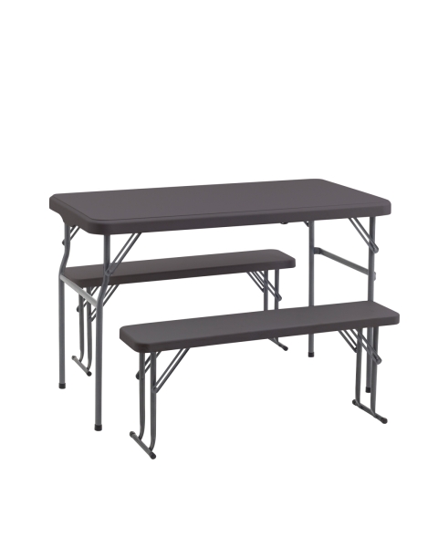 Комплект стола и двух скамеек Кейт коричневый Комплект стола и двух скамеек Кейт коричневый