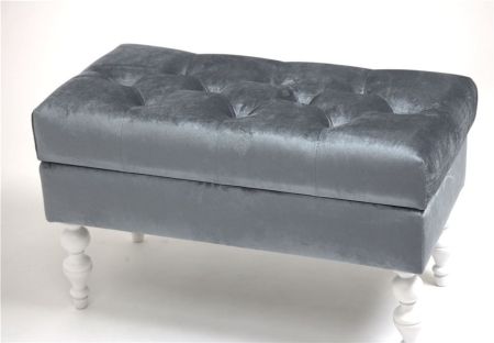 Банкетка Виктория пыльно-голубая с белыми ножками