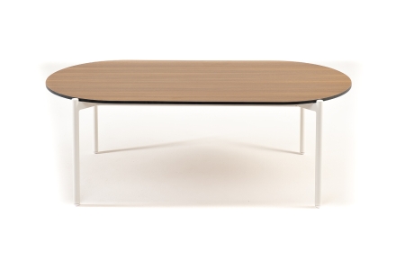 "Диего" журнальный стол из HPL 120х60 H40, каркас белый муар, дуб