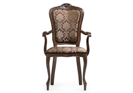 Стул деревянный Руджеро с мягкими подлокотниками орех, шоколад