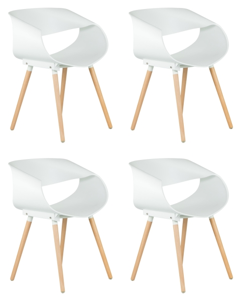 Набор 4 шт Стул обеденный ALIEN, ножки светлый бук белый (W-02)
