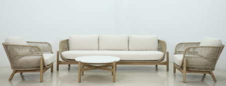 Комплект деревянной плетеной мебели Tagliamento Talara LOUNGE3 светлое дерево