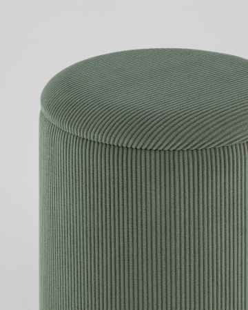 Пуф Эмили с ящиком серебро вельвет зеленый