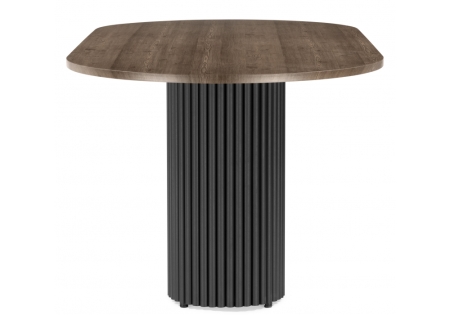 Стол деревянный Барон О 180 х 90 дуб кантри пленка, черные ноги