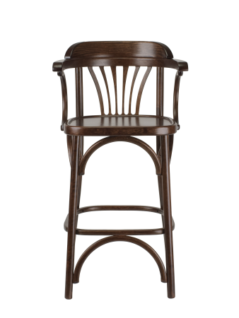 Полубарный деревянный стул Венский 650 темный тон с твердым сиденьем, дуги назад