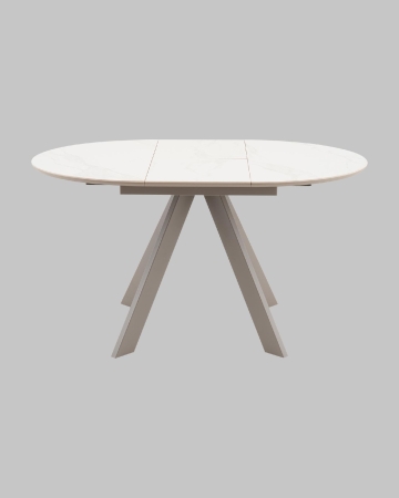 Стол круглый Миндель D100 столешница керамика белый глянец, основание металл латте Стол круглый Миндель D100 столешница керамика белый глянец, основание металл латте