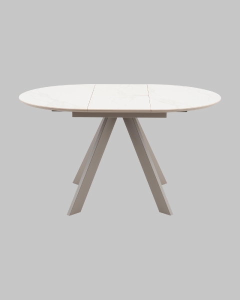 Стол круглый Миндель D100 столешница керамика белый глянец, основание металл латте Стол круглый Миндель D100 столешница керамика белый глянец, основание металл латте