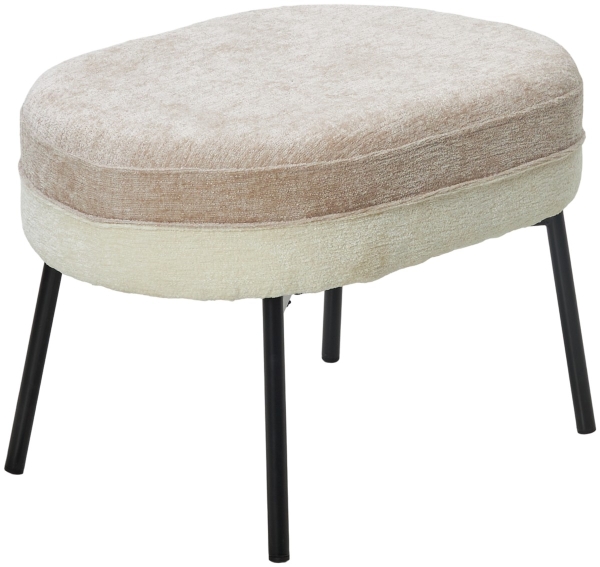 Пуф для гостиной RORY белый, бежевый, шенилл, черный каркас