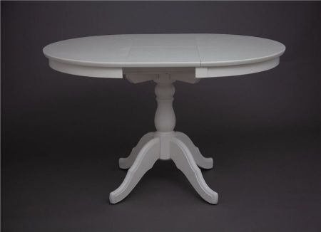 Стол круглый раздвижной из массива дерева слоновая кость