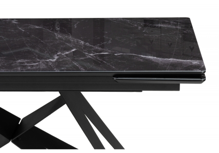 Стол стеклянный Блэкберн 140(200)х80 черный мрамор, черная пленка, черный