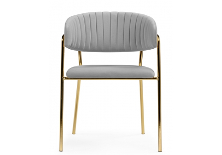 Стул на металлокаркасе Kamelia велюр светло-серый, золотой