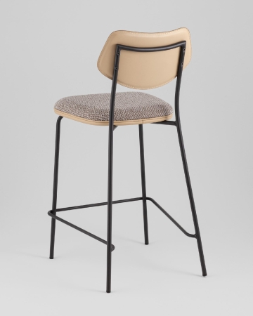 Стул полубарный Casey серо-коричневый с бежевой экокожей