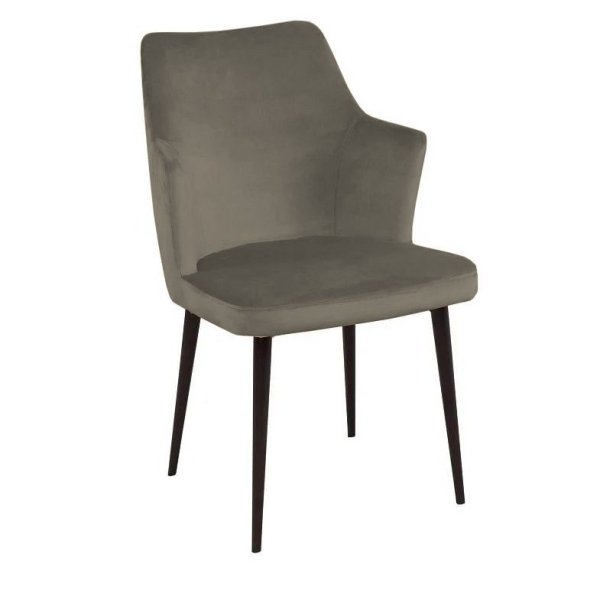 Стул с подлокотниками Hunt, бархат, черный конус