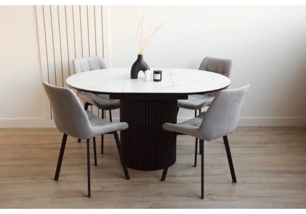 Керамический стол Стивен 100(140) snow white, черный