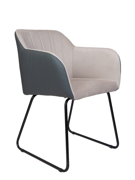 Кресло офисное Bravo бежевый;серый, ткань и экокожа и металл и пластик, мягкое сиденье, с подлокотниками