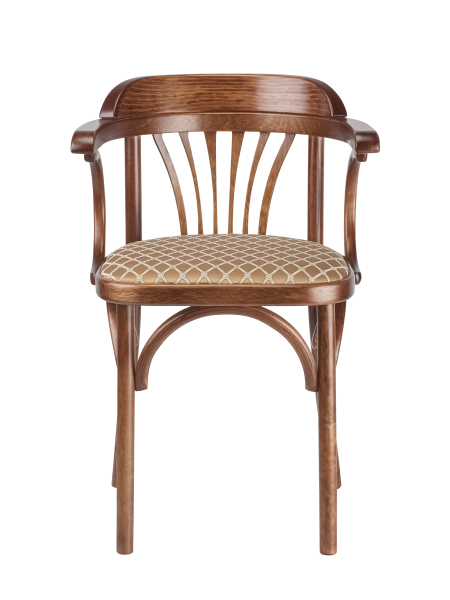 Деревянный стул Венский средний тон с мягким сиденьем из ткани 2 caramel с дугами назад