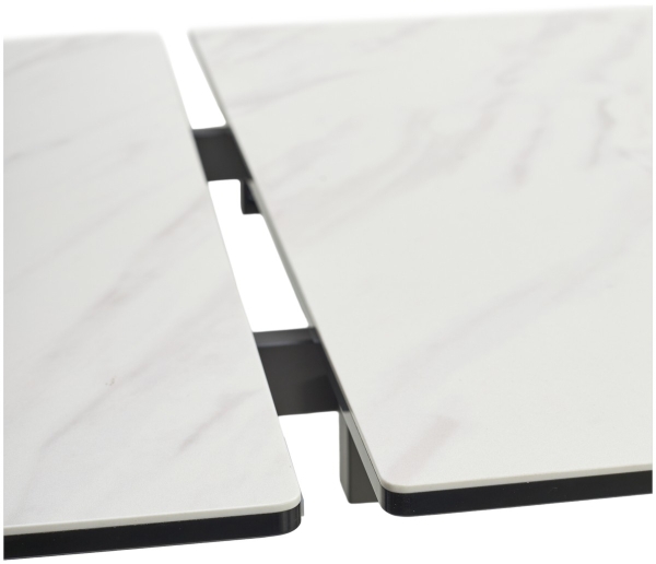 Стол ESTEBIO 160 KL-99 белый мрамор матовый, итальянская керамика, Серый металлик