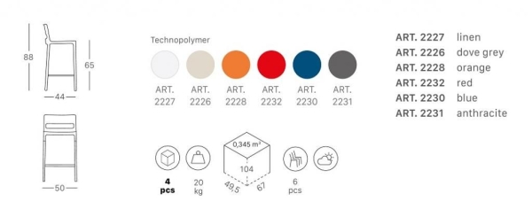 Стул барный пластиковый Scab Design Divo оранжевый