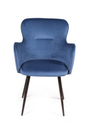 Стул с подлокотниками King, бархат синий