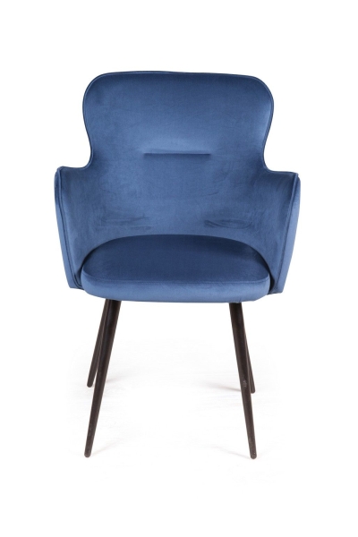Стул с подлокотниками King, бархат синий