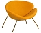 Кресло дизайнерское EMILY, желтая ткань AF13, золотое основание
