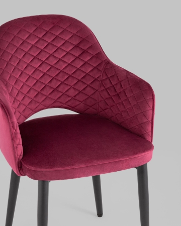 Стул Венера диамант велюр бордовый, черные ножки 2 шт.