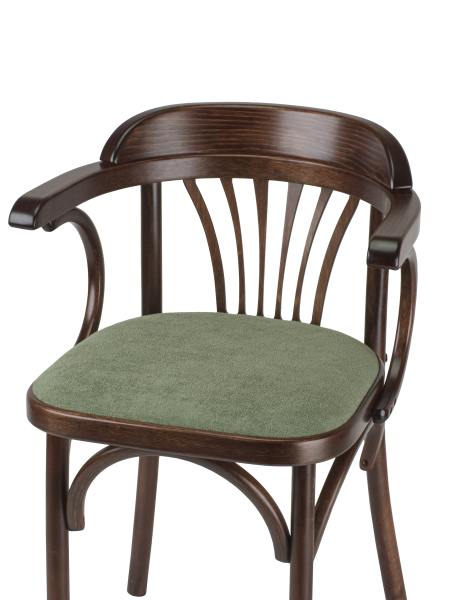 Стул Венский темный тон, букле зеленый MOSS 615, дуги назад