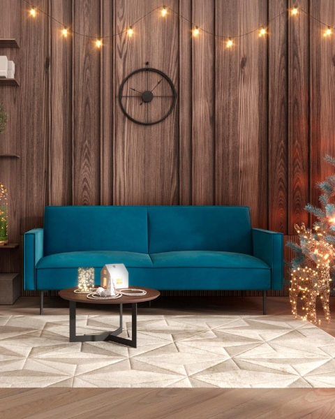 Диван прямой Кассель велюр синий