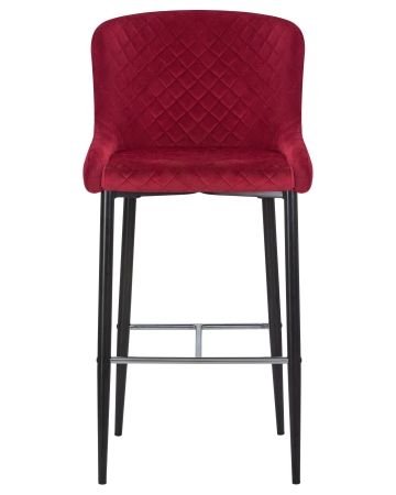 Стул барный CHRISTIAN'75 черные ножки, бордовый велюр V108-85