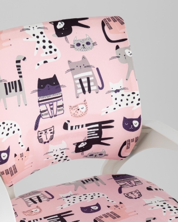 Кресло офисное TopChairs Simple SN Junior принт Pink Cats пластик белый