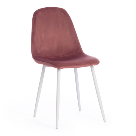 Стул BREEZE (mod. 4724) вельвет и металл, 44х53х87 см, коралловый и белый