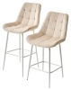 Полубарный стул ХОФМАН H-06 бежевый велюр, белый каркас H=63cm