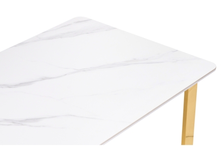 Стол керамический Селена 4 180х90х77 белый мрамор, золото